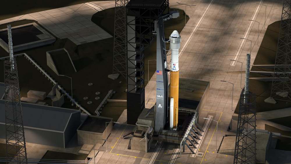 Concept Art: Boeing CST-100 Starliner and ULA Atlas V at Pad 41